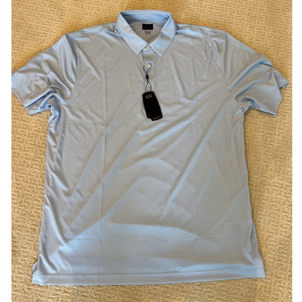 Greg Norman Mens XXL XXXL Performance Golf‎ Polo Shirt Blue Shark Print